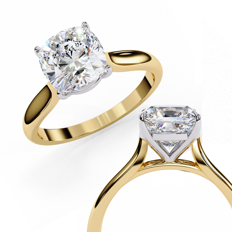 14k IGI certified cushion ring with E-F color VVS-VS clarity diamonds 16