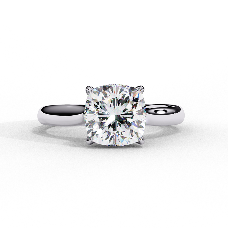 14K Lab Grown Diamond Cushion Solitaire Engagement Ring, E-F Color, VVS-VS Clarity