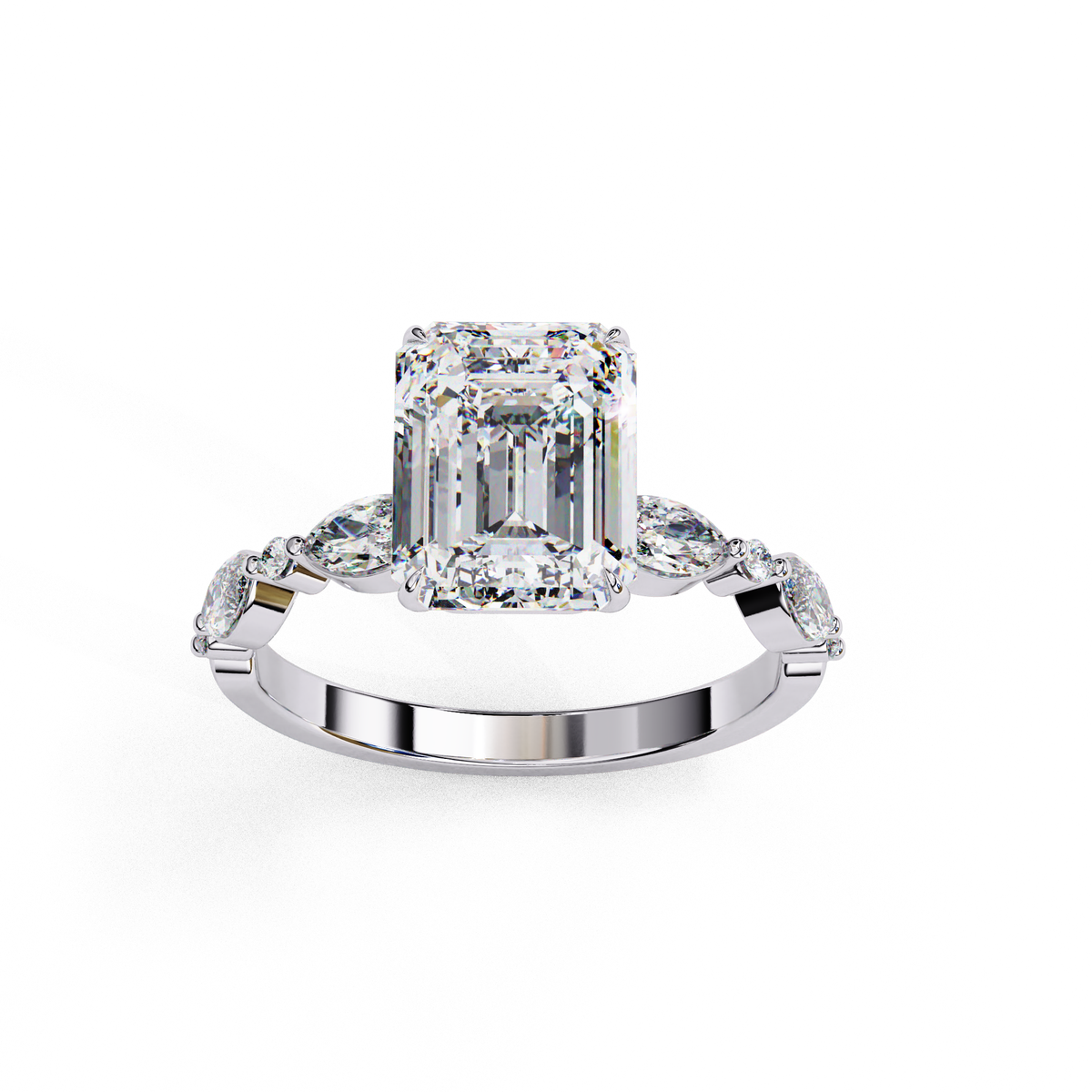 14k lab grown diamond emerald ring with E-F color VVS-VS clarity diamonds 17