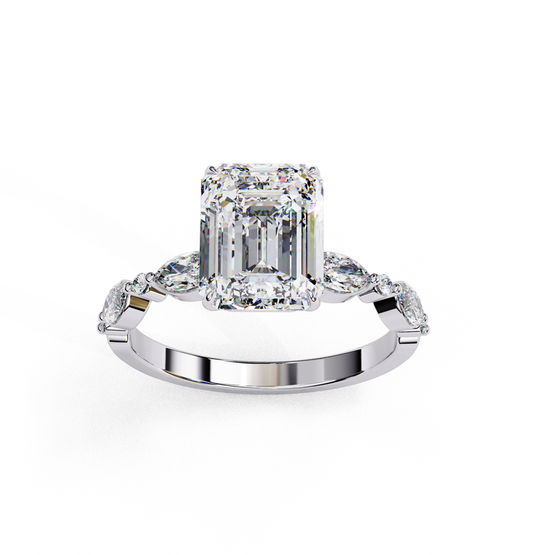 14k IGI certified emerald ring with E-F color VVS-VS clarity diamonds 17