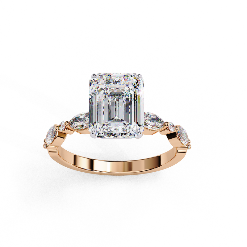 14k IGI certified emerald ring with E-F color VVS-VS clarity diamonds 17