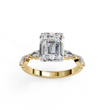 14k IGI certified emerald ring with E-F color VVS-VS clarity diamonds 17