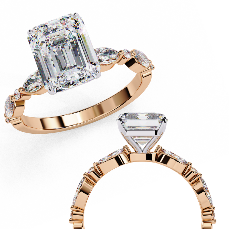 14k IGI certified emerald ring with E-F color VVS-VS clarity diamonds 17
