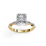 14k IGI certified radiant ring with E-F color VVS-VS clarity diamonds 18