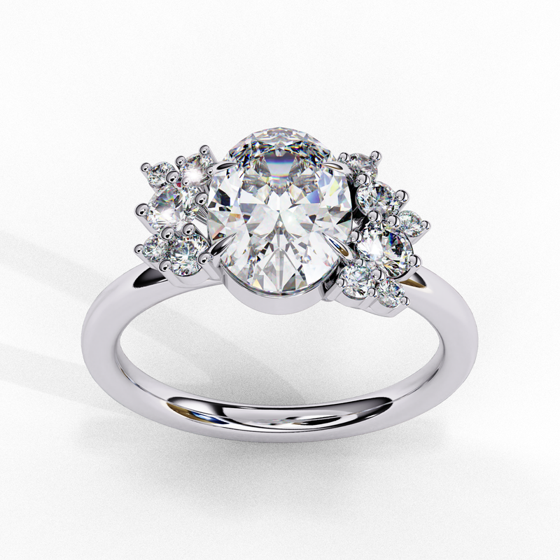 14k IGI certified oval ring with E-F color VVS-VS clarity diamonds 19