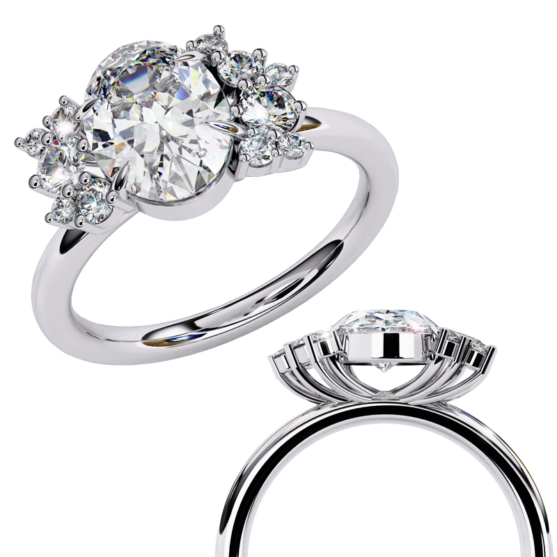 14k IGI certified oval ring with E-F color VVS-VS clarity diamonds 19