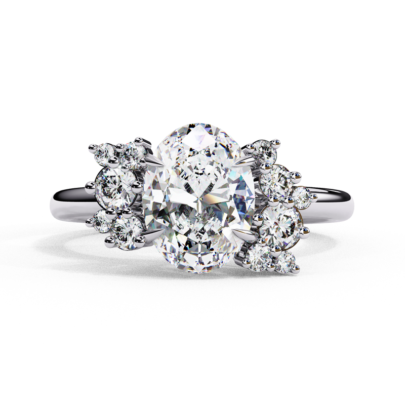 14k IGI certified oval ring with E-F color VVS-VS clarity diamonds 19