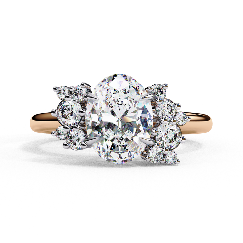 14k IGI certified oval ring with E-F color VVS-VS clarity diamonds 19