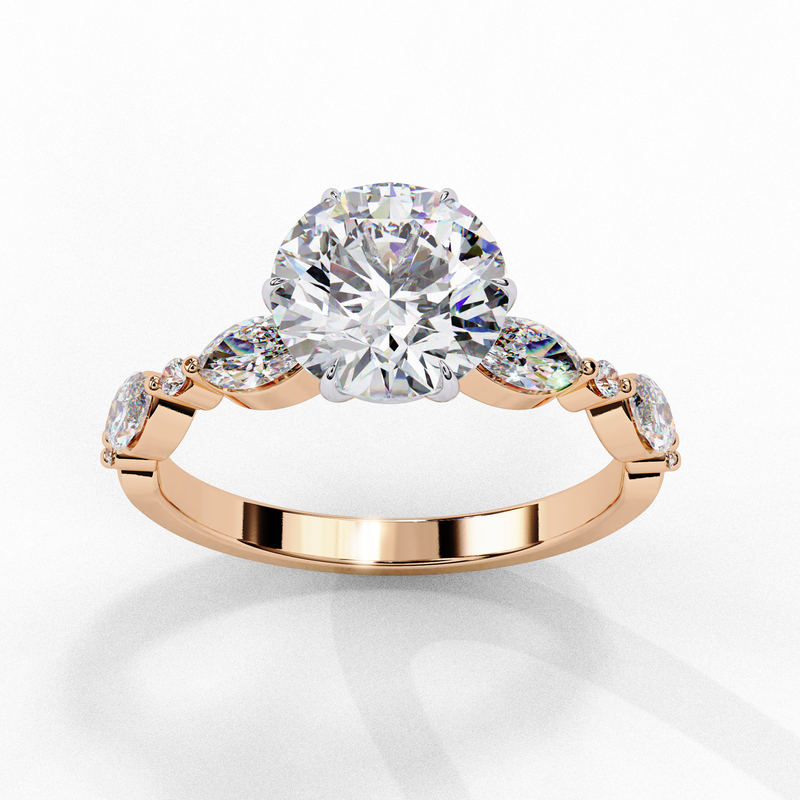 14k IGI certified round ring with E-F color VVS-VS clarity diamonds 20