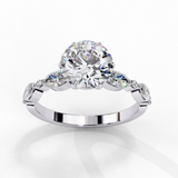 14k IGI certified round ring with E-F color VVS-VS clarity diamonds 20