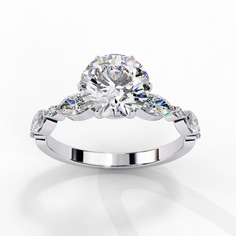 14k IGI certified round ring with E-F color VVS-VS clarity diamonds 20