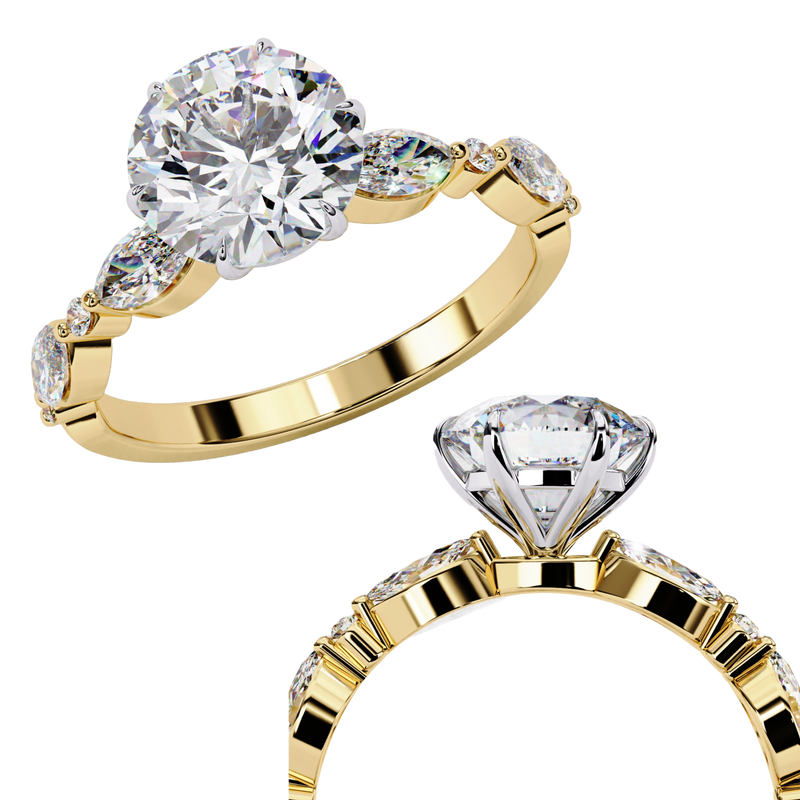 14k IGI certified round ring with E-F color VVS-VS clarity diamonds 20