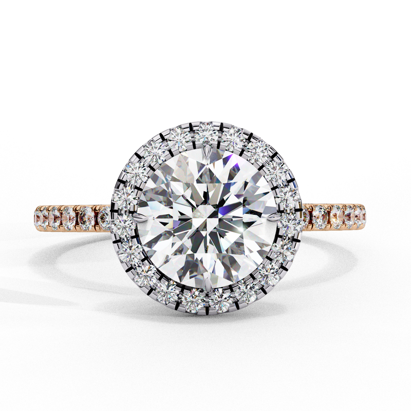 14k IGI certified round ring with E-F color VVS-VS clarity diamonds 22