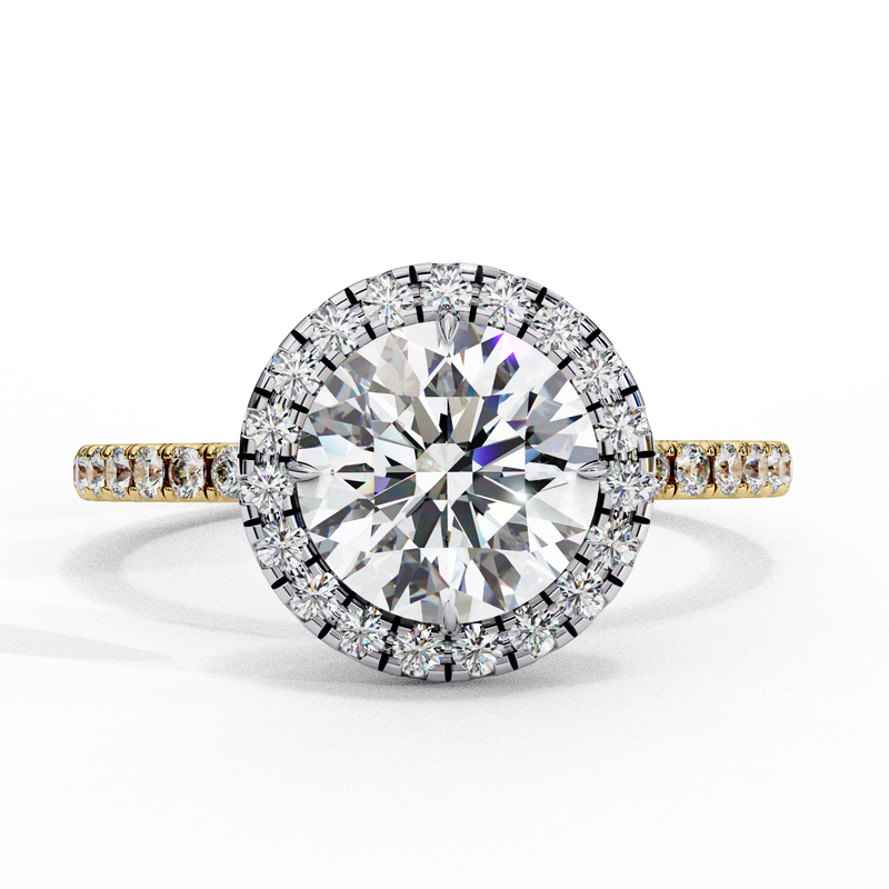14k IGI certified round ring with E-F color VVS-VS clarity diamonds 22