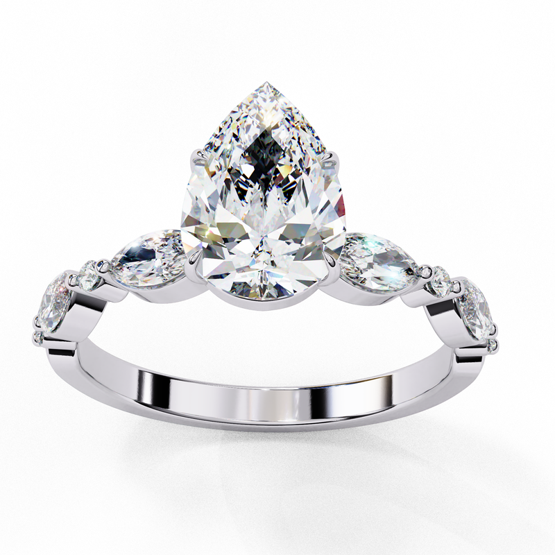 14k IGI certified pear ring with E-F color VVS-VS clarity diamonds 23