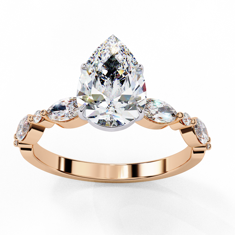 14k IGI certified pear ring with E-F color VVS-VS clarity diamonds 23