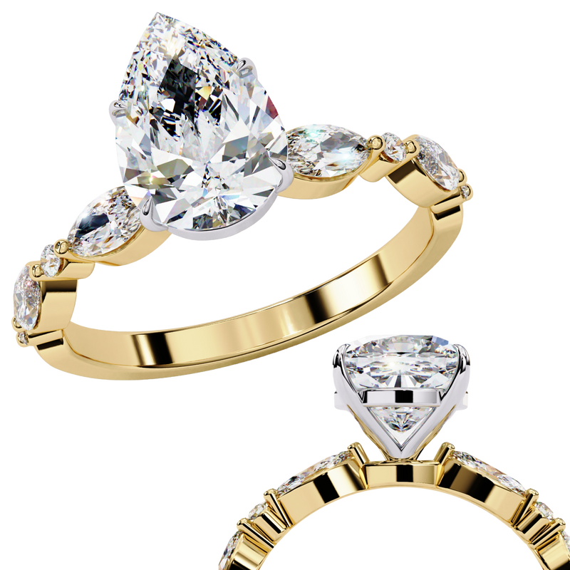 14k IGI certified pear ring with E-F color VVS-VS clarity diamonds 23