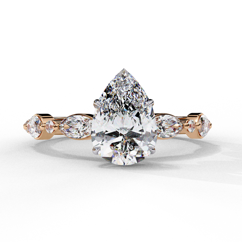14k IGI certified pear ring with E-F color VVS-VS clarity diamonds 23