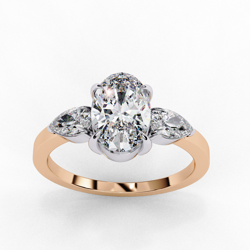 14k IGI certified oval ring with E-F color VVS-VS clarity diamonds 25