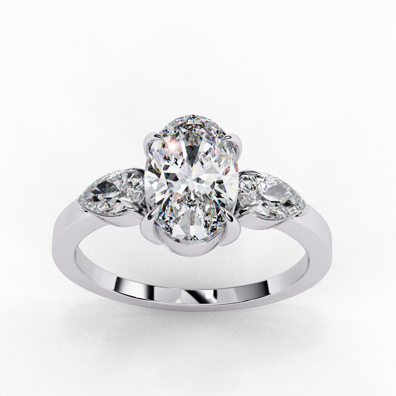 14k IGI certified oval ring with E-F color VVS-VS clarity diamonds 25