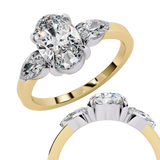 14k IGI certified oval ring with E-F color VVS-VS clarity diamonds 25