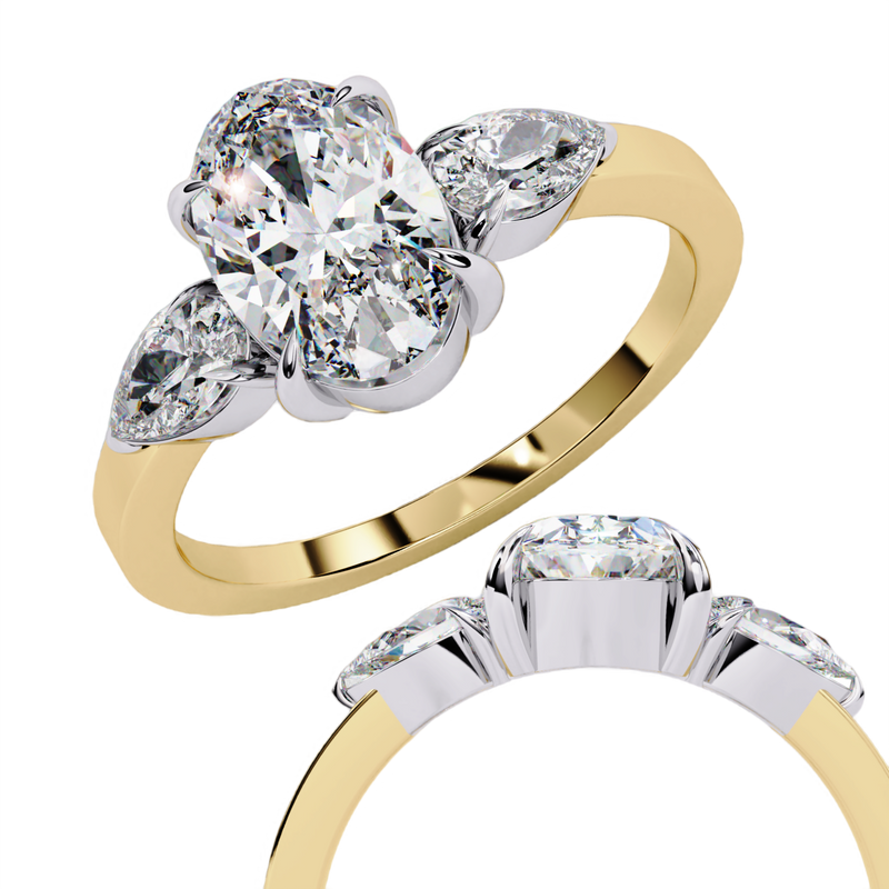 14k IGI certified oval ring with E-F color VVS-VS clarity diamonds 25
