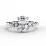 14K Lab Grown Diamond Oval Three Stone Engagement Ring, E-F Color, VVS-VS Clarity