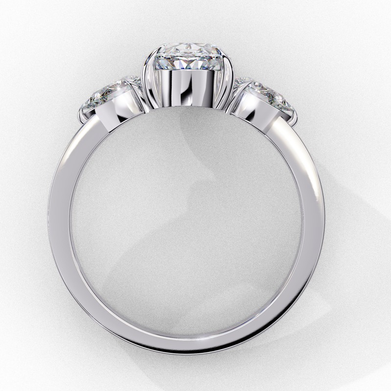 14K Lab Grown Diamond Oval Three Stone Engagement Ring, E-F Color, VVS-VS Clarity