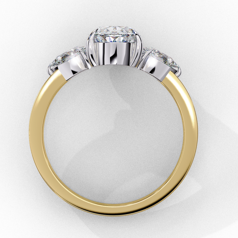 14K Lab Grown Diamond Oval Three Stone Engagement Ring, E-F Color, VVS-VS Clarity