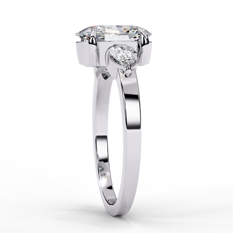 14K Lab Grown Diamond Oval Three Stone Engagement Ring, E-F Color, VVS-VS Clarity