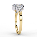 14K Lab Grown Diamond Oval Three Stone Engagement Ring, E-F Color, VVS-VS Clarity