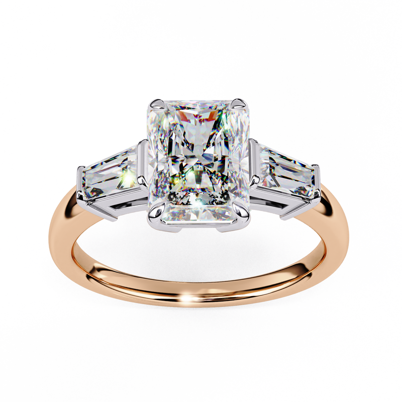 14k IGI certified radiant ring with E-F color VVS-VS clarity diamonds 26