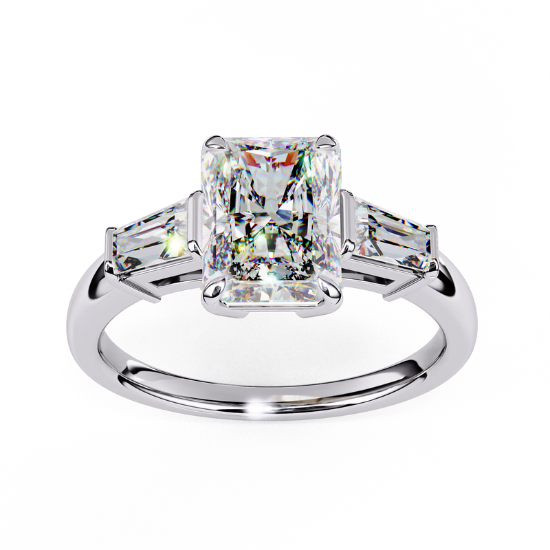 14k IGI certified radiant ring with E-F color VVS-VS clarity diamonds 26