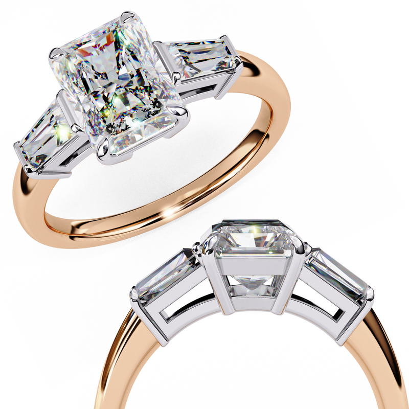 14k IGI certified radiant ring with E-F color VVS-VS clarity diamonds 26