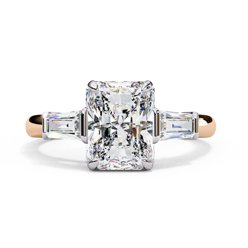 14k IGI certified radiant ring with E-F color VVS-VS clarity diamonds 26