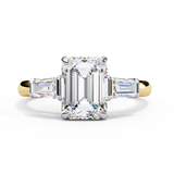 14K Lab Grown Diamond Three Stone Emerald Cut Engagement Ring, E-F Color, VVS-VS Clarity
