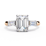 14K Lab Grown Diamond Three Stone Emerald Cut Engagement Ring, E-F Color, VVS-VS Clarity