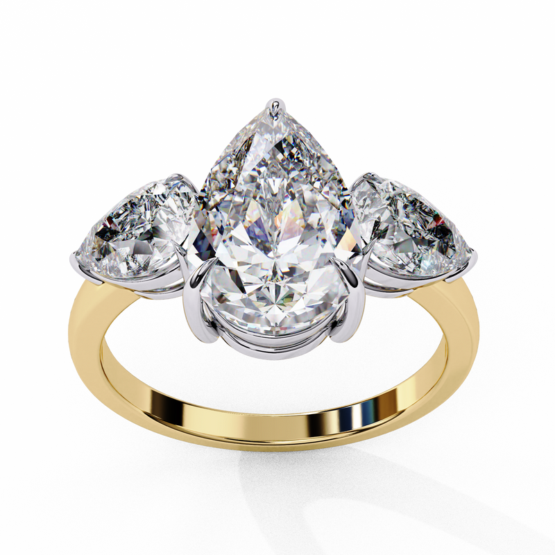 14k IGI certified pear ring with E-F color VVS-VS clarity diamonds 28