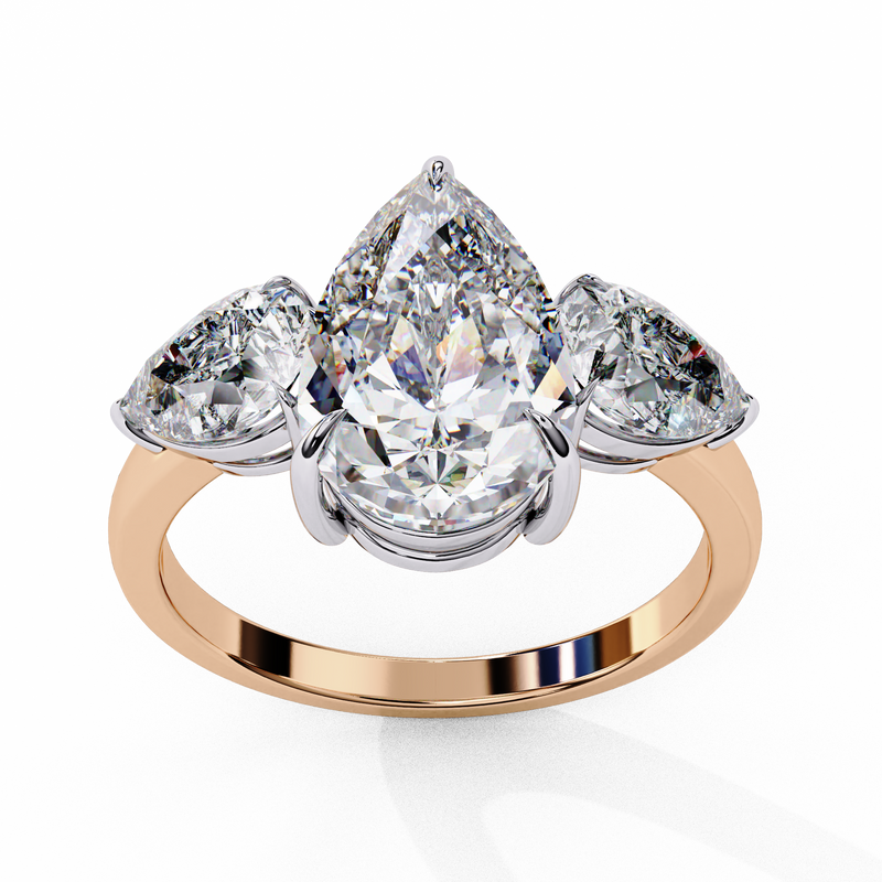 14k IGI certified pear ring with E-F color VVS-VS clarity diamonds 28