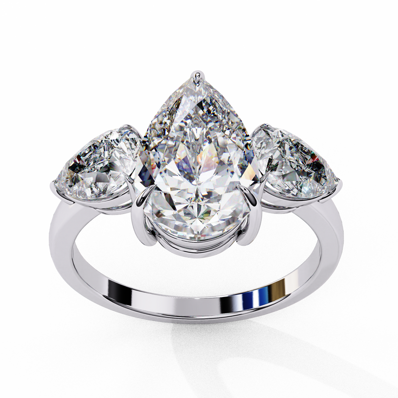 14k IGI certified pear ring with E-F color VVS-VS clarity diamonds 28