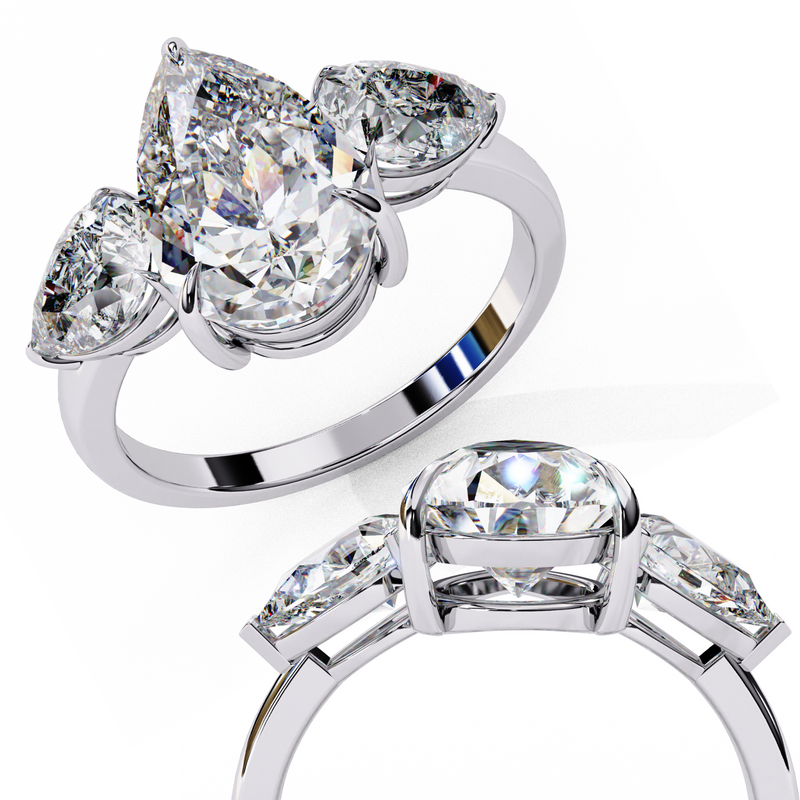 14k IGI certified pear ring with E-F color VVS-VS clarity diamonds 28