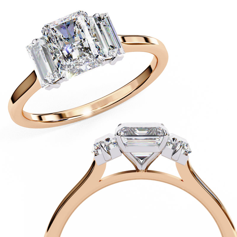 14k IGI certified radiant ring with E-F color VVS-VS clarity diamonds 32