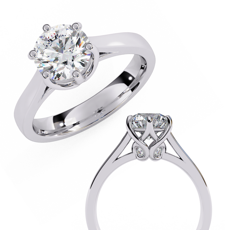 14k IGI certified round ring with E-F color VVS-VS clarity diamonds 33
