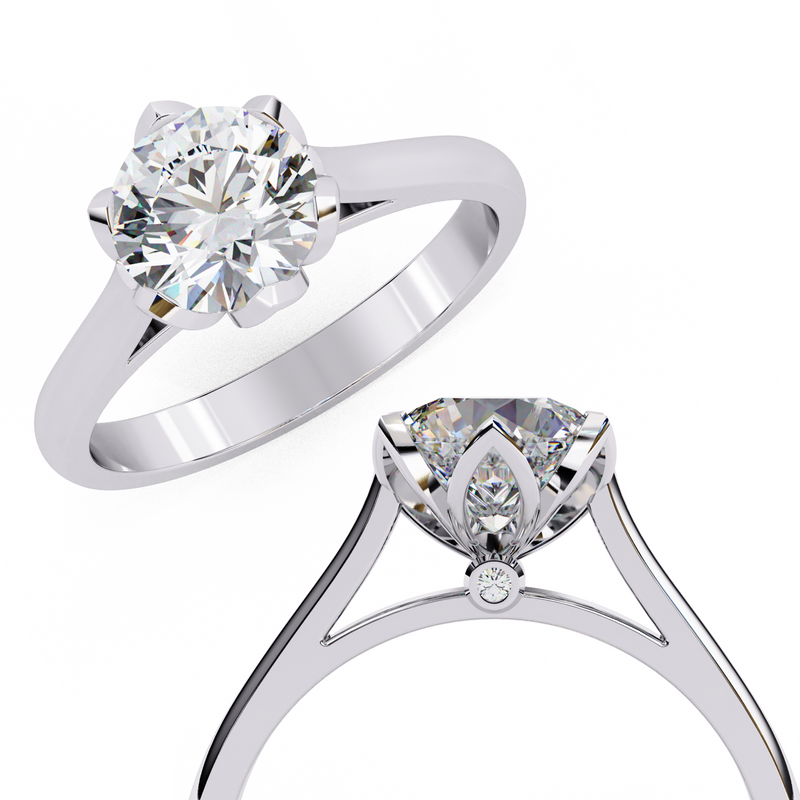 14k IGI certified round ring with E-F color VVS-VS clarity diamonds 34