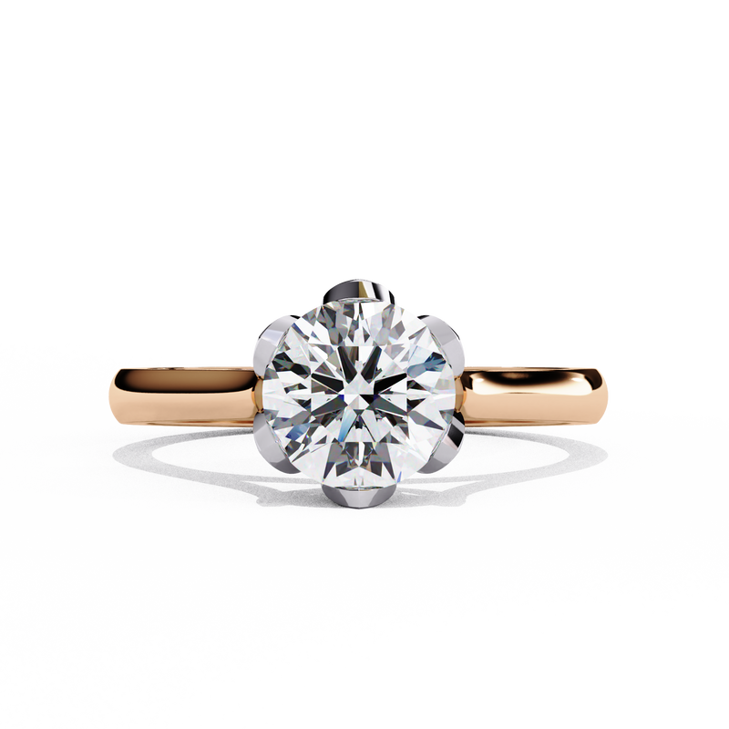 14k IGI certified round ring with E-F color VVS-VS clarity diamonds 34