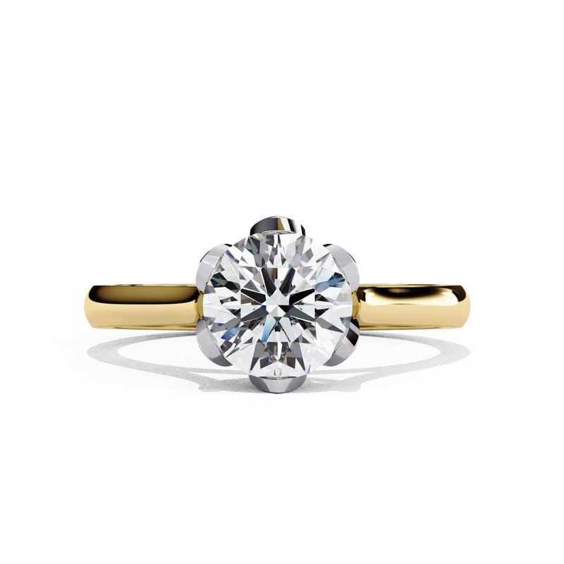 14k IGI certified round ring with E-F color VVS-VS clarity diamonds 34