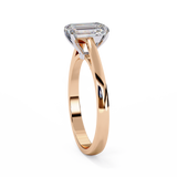 14K Lab Grown Diamond Emerald Cut Solitaire Engagement Ring with E-F Color VVS-VS Clarity Diamond