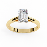 14K Lab Grown Diamond Emerald Cut Solitaire Engagement Ring with E-F Color VVS-VS Clarity Diamond