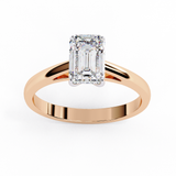 14K Lab Grown Diamond Emerald Cut Solitaire Engagement Ring with E-F Color VVS-VS Clarity Diamond