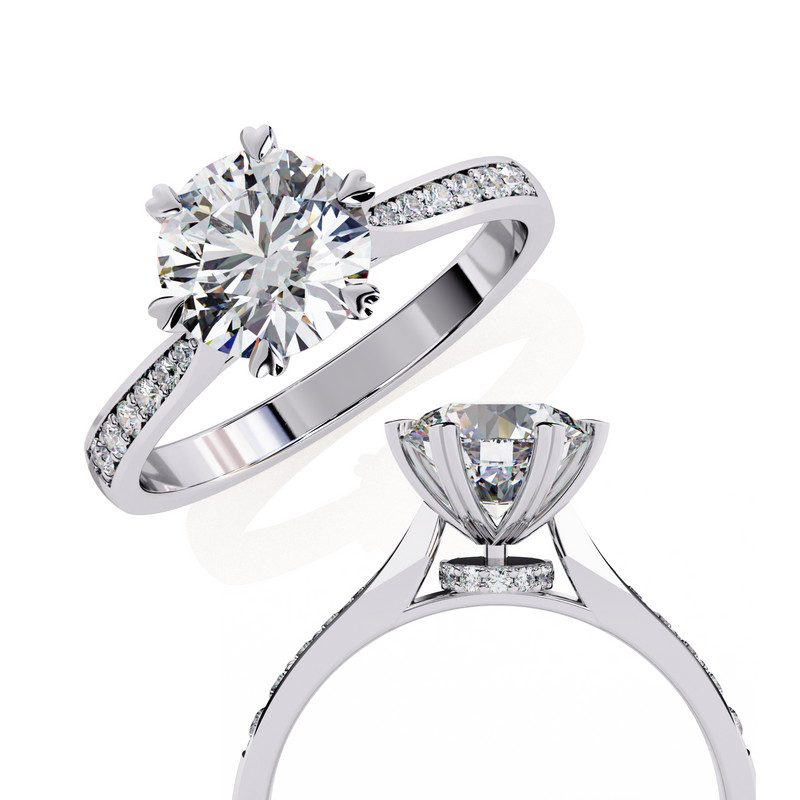 14k IGI certified round ring with E-F color VVS-VS clarity diamonds 38